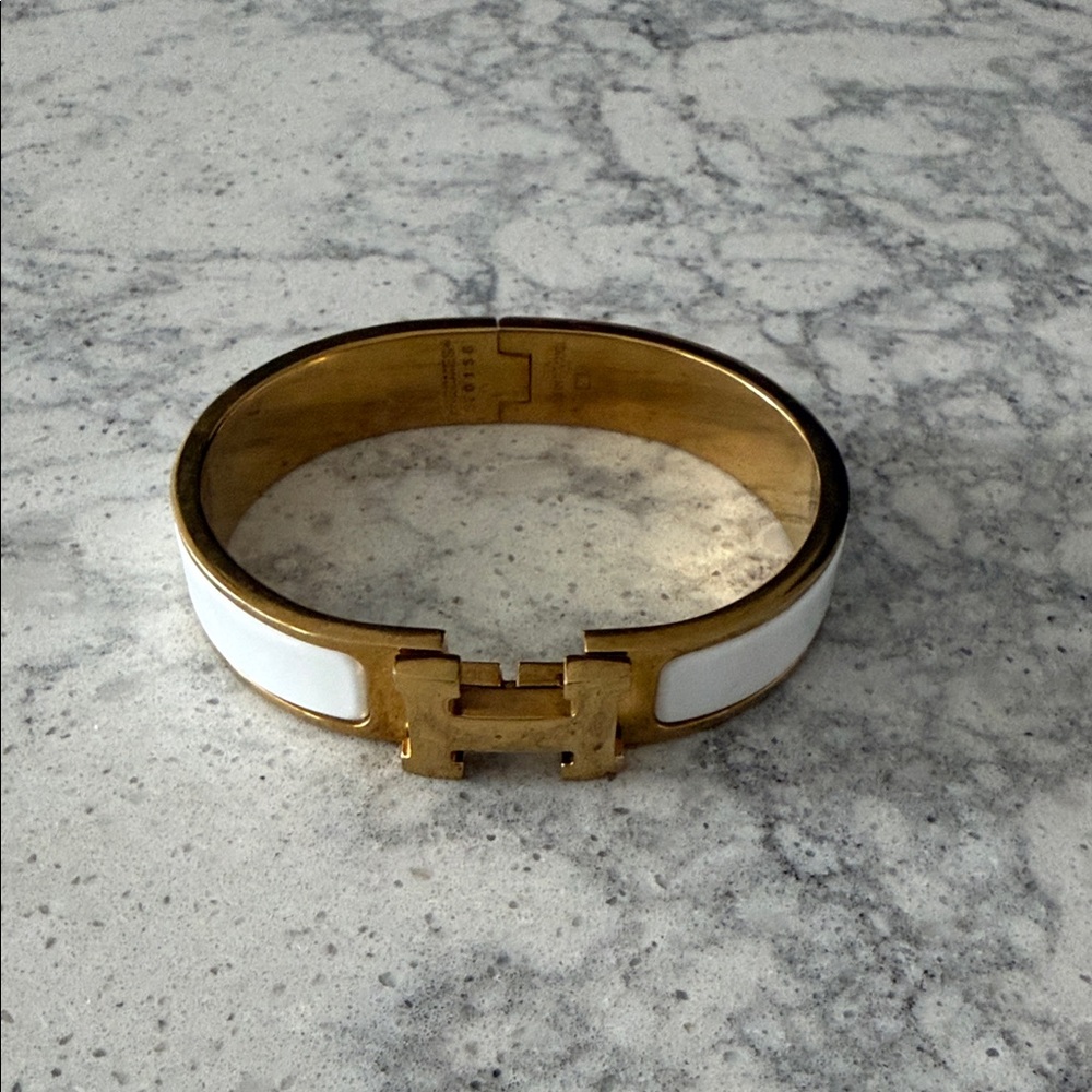 Hermes Gold and White Bracelet